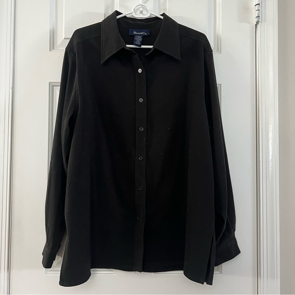 Denim&Co Black Long Sleeve Shirt